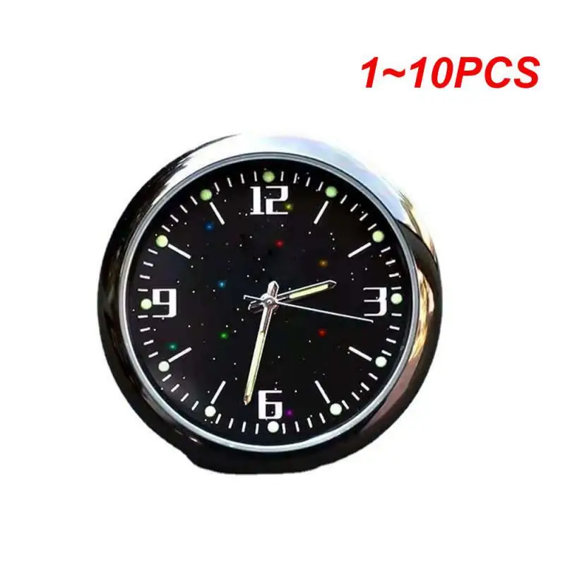 1~10PCS Creative Car Clock Dashboard Starry Sky Luminous Shiny Quartz Watch Clock Auto Interior Decorative Ornaments Car