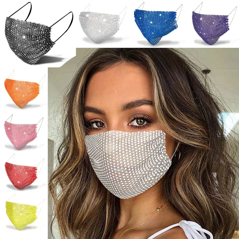 Fashion Jewelry Mask Shiny Rhinestone Mask Face Decoration Jewelry Bling Elasticity & Face Handkerchief Party Halloween Cosplay