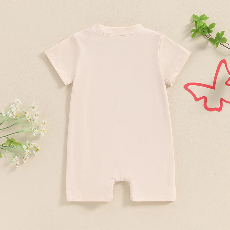 

Baby Girl Jumpsuit Short Sleeve Round Neck Butterfly Print Romper Infant Spring Outfit