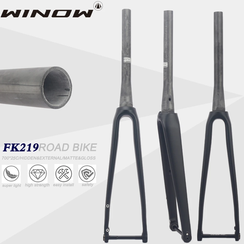 Winowsports-Full Carbon Fiber Road Bike Fork, Bicycle Parts, 700C, Matte, Glossy Finish, Cycling Accessories, Road Disc