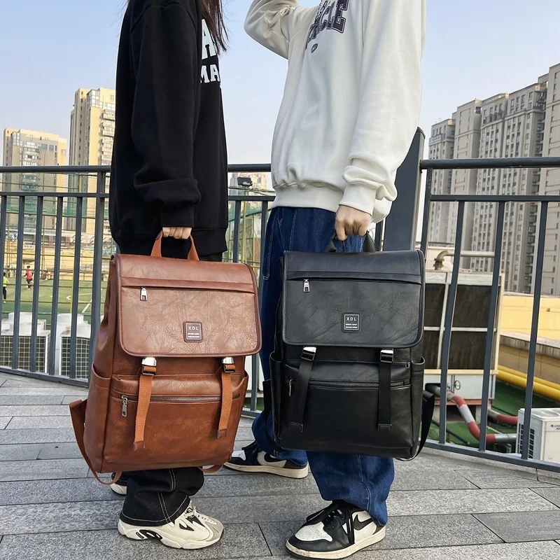 Vintage koreanische Frauen Männer Leder Rucksack lässig männlich Reise rucksack hochwertige Laptop Rucksack Schüler Schult aschen für Jungen