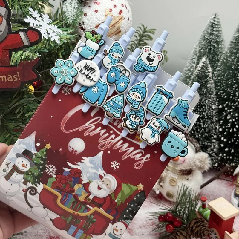 20/30pcs  Creative, simple, and cute Christmas snowman-themed retractable gel pen Random Color  Campus Design Back-to-School Sea