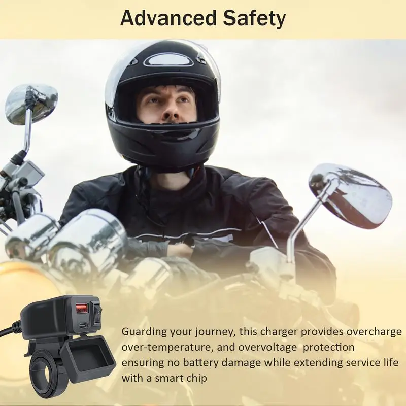 Motorcycle Charger For Phone Fast Phone Charger With Digital Display Built-in Fuse Motorcycle Accessories For City Commuting And