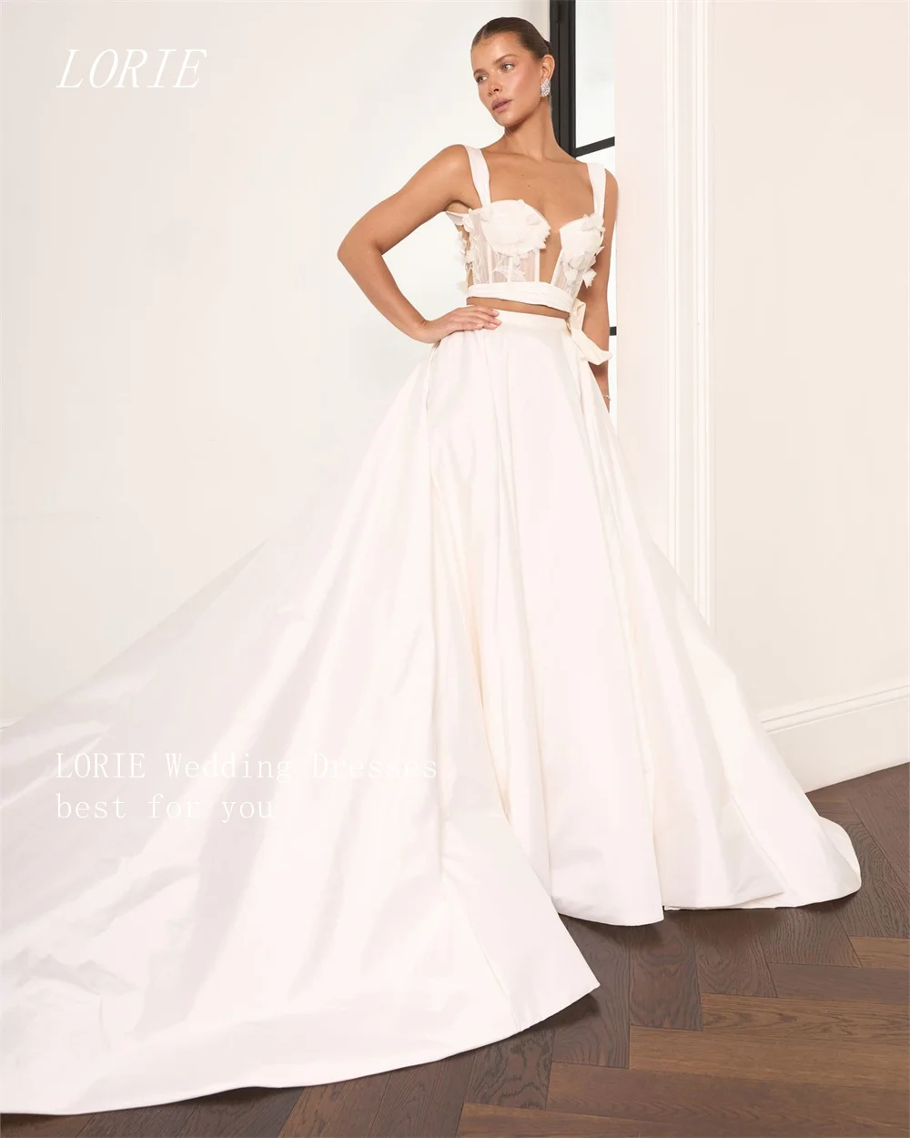 LORIE فستان زفاف فاخر على شكل حرف A فساتين زفاف مثيرة على شكل قلب مزين بحزام سباغيتي ثوب زفاف مخصص 2026 #1