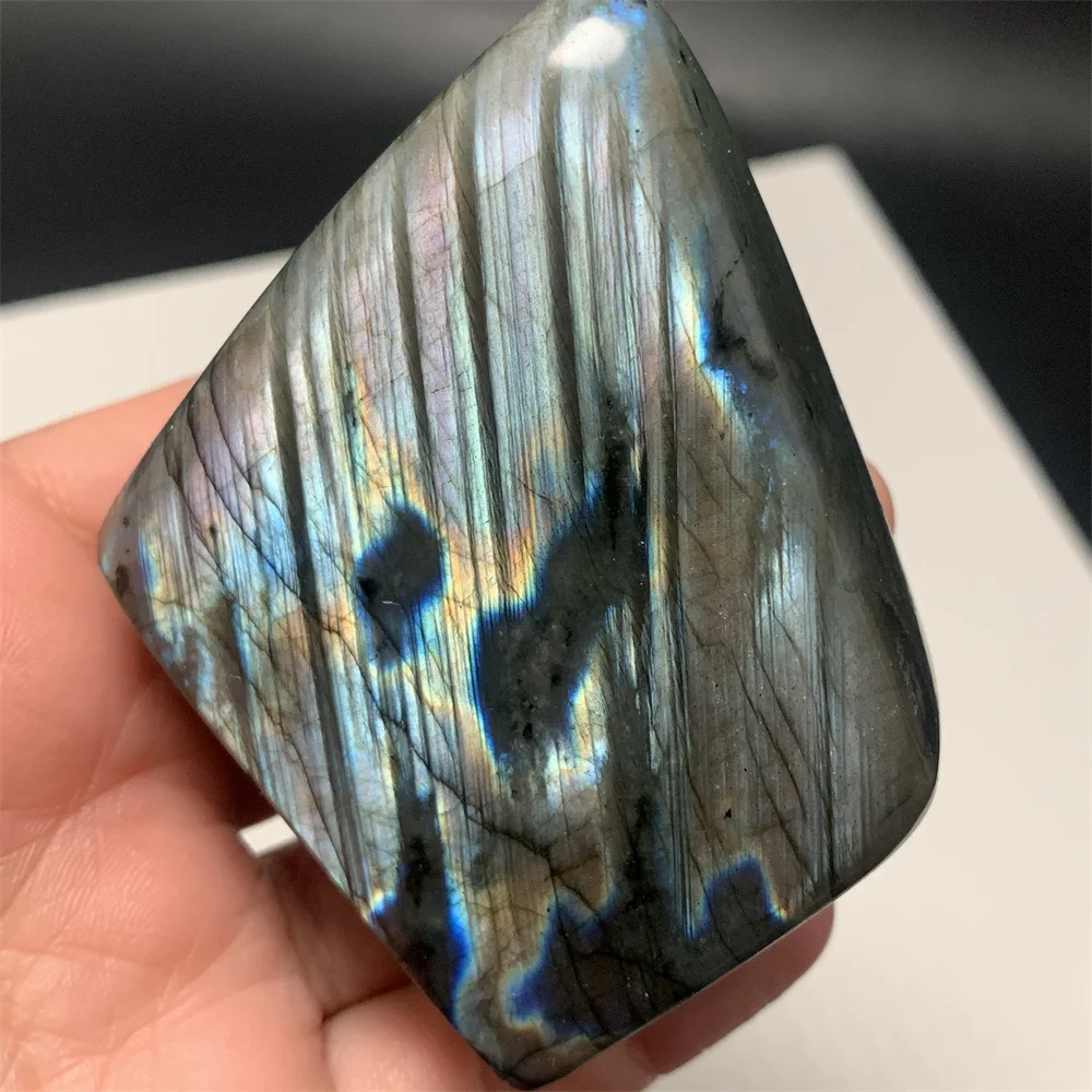 Clean Full Light Natural Green Purple Silver Light Labradorite Ornament Standing Rainbow Blue Orange Light Labrador Stones Block