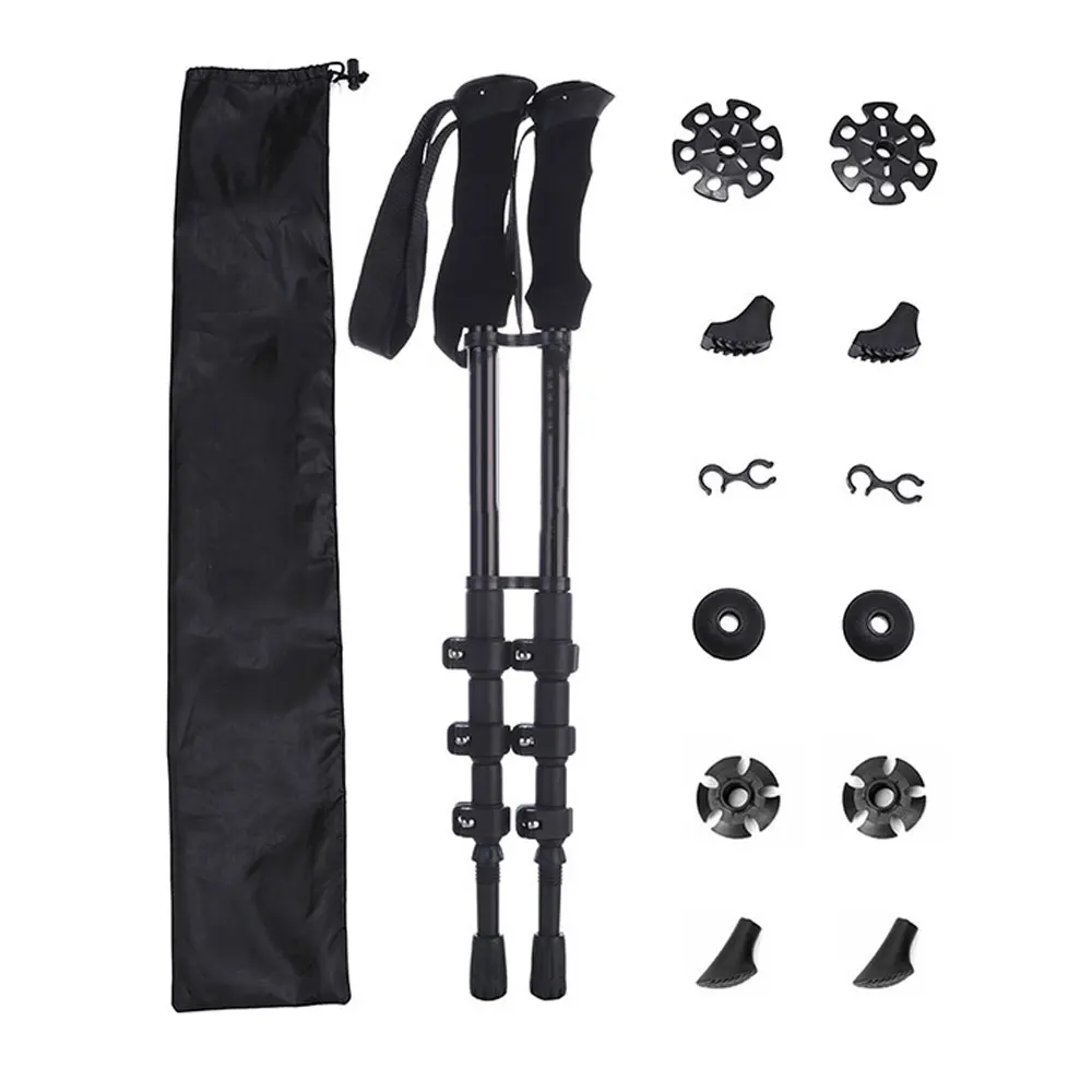 

Four Section Telescopic Outer Lock Trekking Poles 53-130CM 6061 Aluminum Alloy Hiking Sticks Outdoor Travel Cane ZK57S