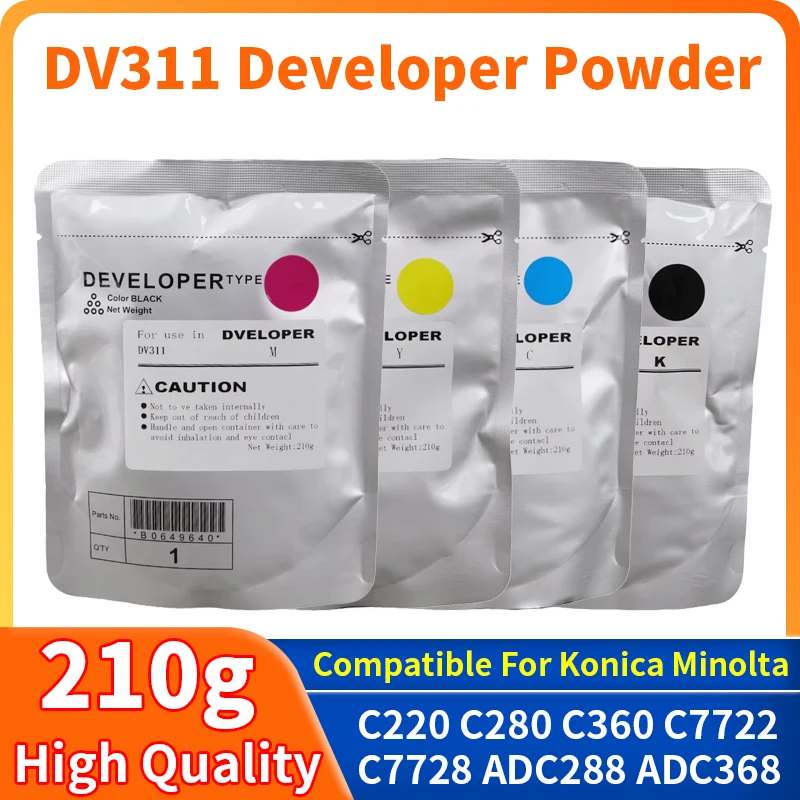 1PCS DV311 DV 311 Developer Powder compatible For Konica Minolta Bizhub C220 C280 C360 High Quality Copier 210g/bag 4Pcs/Set