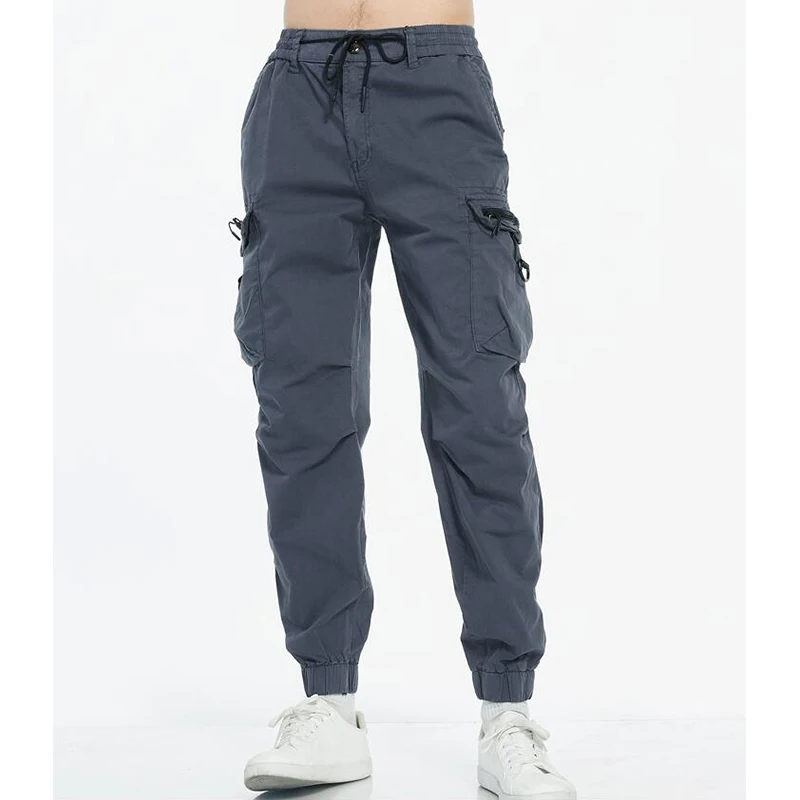 

Брюки-карго мужские однотонные, повседневные штаны для бега и инструментов, Модный хлопковый спортивный костюм для отдыха с множеством карманов, джоггеры, осень
