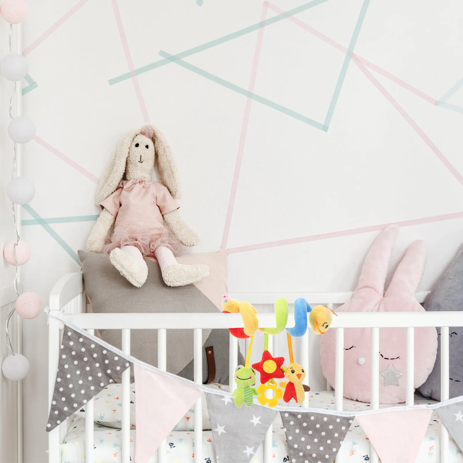 Newborn Spiral Hanging Car Seat Crib Stroller Soft Cotton Early Education Sensory Development Comforting Tags Wrap