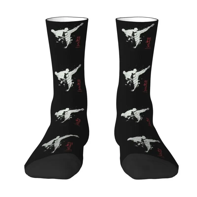 Funny Taekwondo Kick Socks Women Men Warm 3D Print Fighter Martial Arts Football Sports Socks