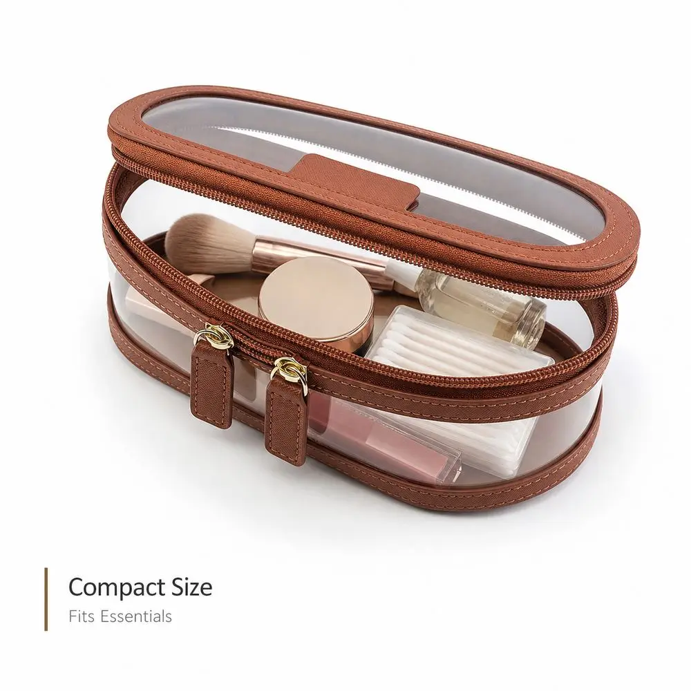 Toiletry Storage Case Transparent Cosmetic Bag Clear Window Double Zipper Makeup Storage Bag Portable Cosmetic Organizer