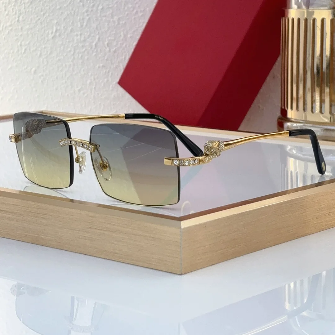 

CARCT049 New Arrival Top Fashion Diamond Light Luxury Metal Frameless UV Protection Sunglasses for Men Women