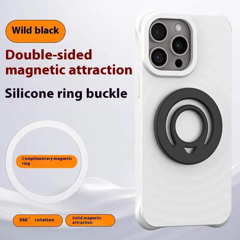 Multi-color double-sided magnetic mobile phone holder liquid silicone ring mouth 360-degree rotating adsorption car bracket refr