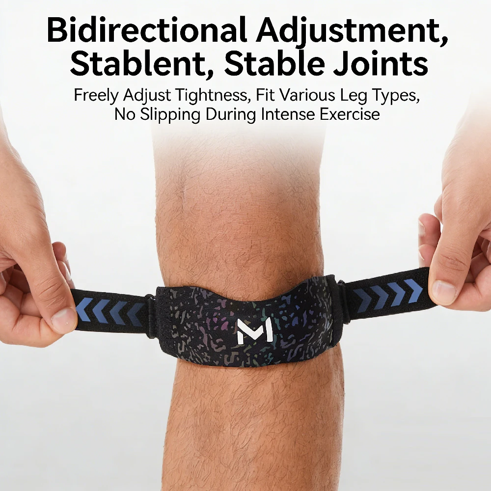 1 Stück Kniebandage für Damen und Herren – Patella-Kniegurt zur Unterstützung bei Sehnenentzündung, Basketball, Laufen, Tennis, Kniebeugen – verstellbar – Detail 5