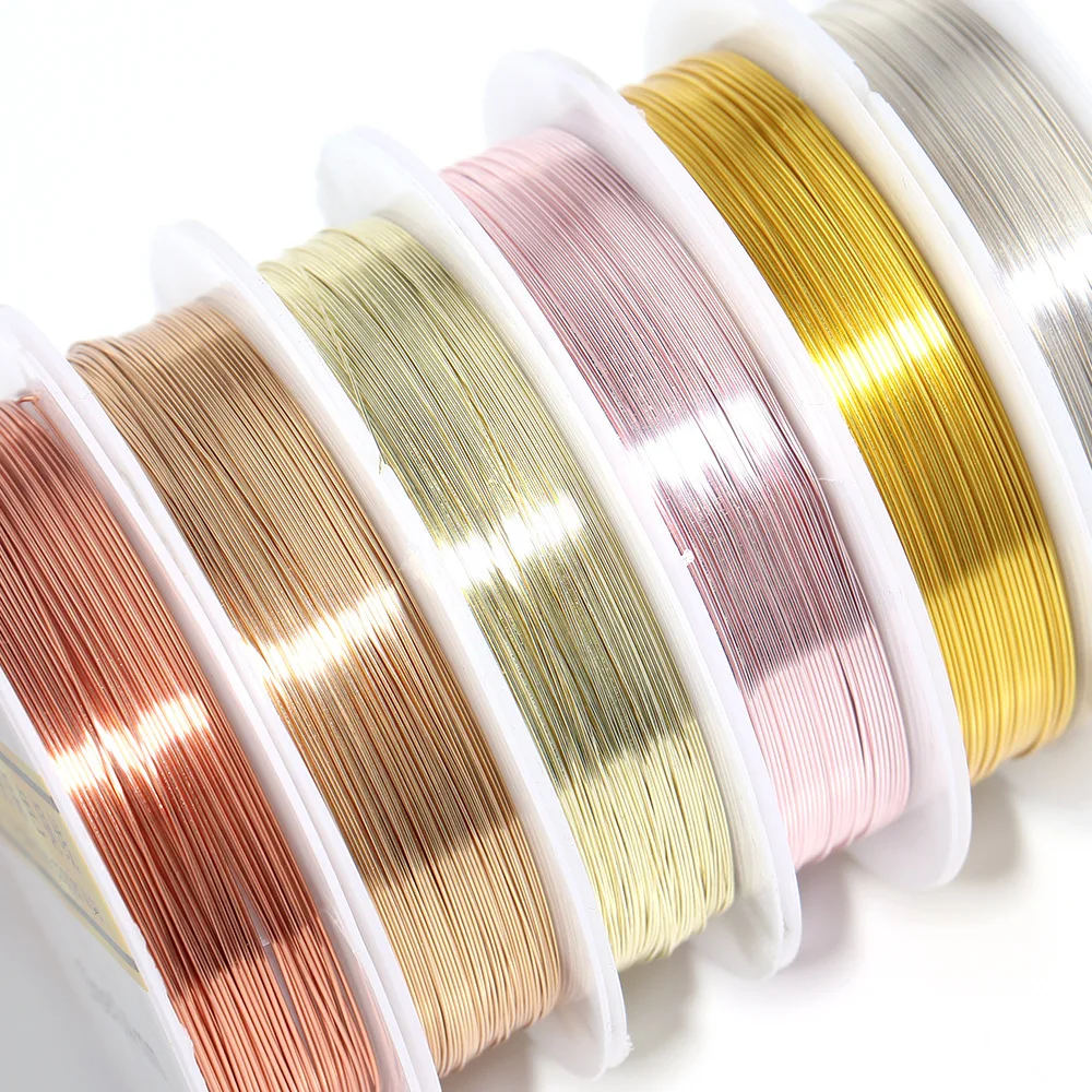 0.2/0.3/ 0.4/0.5/0.6/0.7/0.8/1mm 1 Roll Copper Wire Metal Strings Beading Cord DIY Craft Jewelry Making Phone Chain Materials