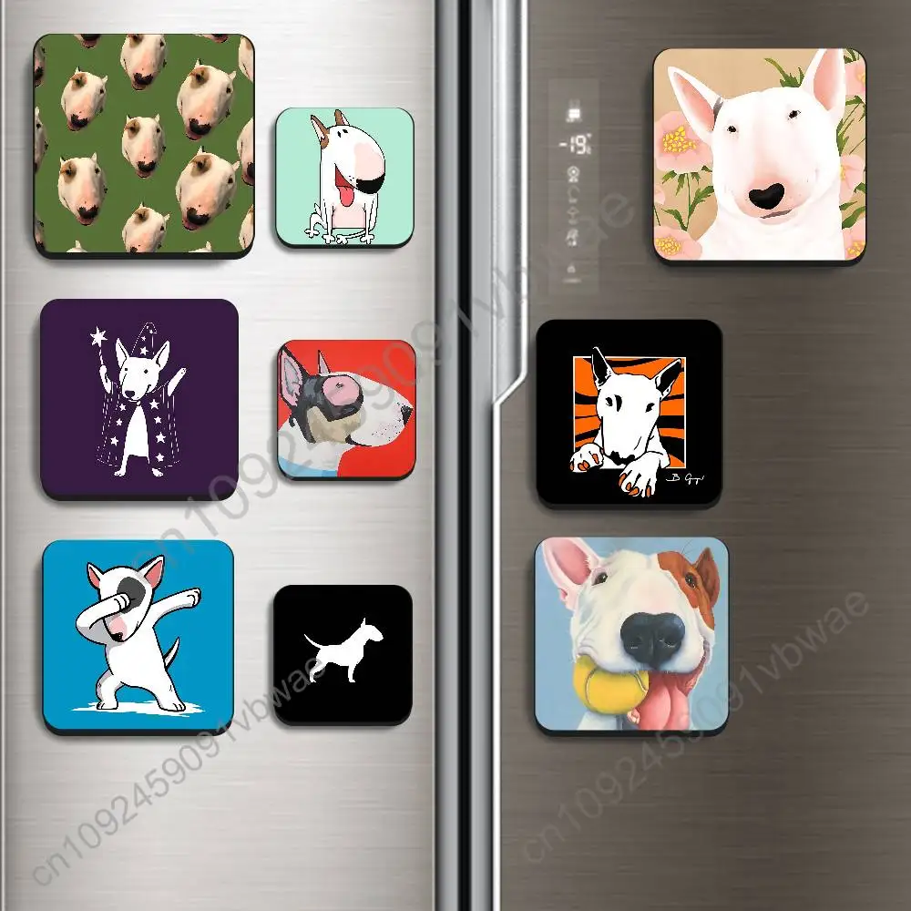 cute dog B-Bull Terrier Black Square Plastic Fridge Magnet, for Magnetic Sticker No Trace Left, Durable, Smooth and Textured