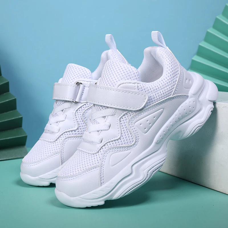 

2026 Children White Casual Shoes Boys Light Mesh Sneakers Student Summer Sport Footwear Winter Toddler Leather Shoes Child