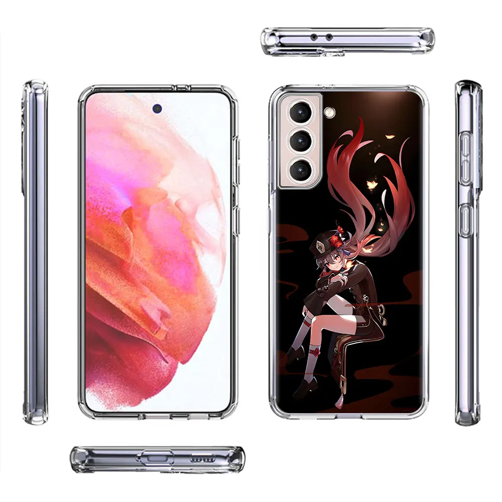 Hu Tao Genshin Impact Case for Samsung Galaxy S23 S21 FE S22 S24 S20 Ultra S8 S10 Lite S10e S9 Plus TPU Transparent Phone Cover