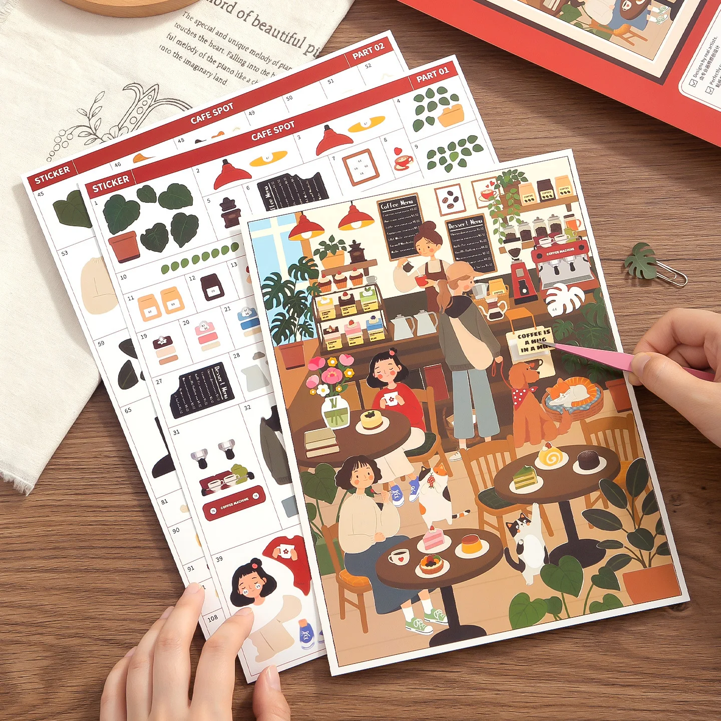 Warm Daily Neighborhood Store Layering Scene Stickers Cute Bakery Café Flower Shop Supermarket Cut‑out Paper Stickers DIY Scrapb