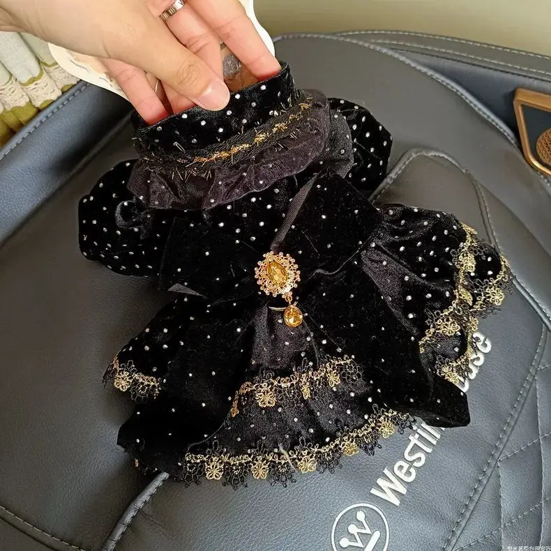 Velvet Black Gold Dress Pet Dog Clothes Fashion Clothing Dogs Super Small Cute Chihuahua Print Summer White Girl Mascotas