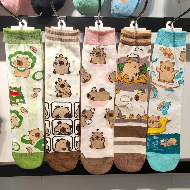 Calcetines divertidos y bonitos de algodón Capibara, calcetines Unisex para mujeres y hombres, calcetines Capybara Harajuku a la moda, calcetines novedosos para uso diario, regalo al por mayor