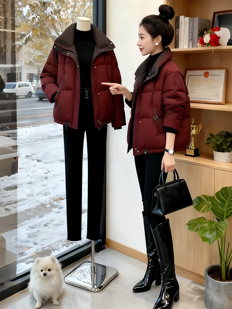 Abrigo de algodón esponjoso con relleno de ort para mujer, abrigo de invierno nuevo Sle Lazy Faion Fce forrado coreano Sle Commute