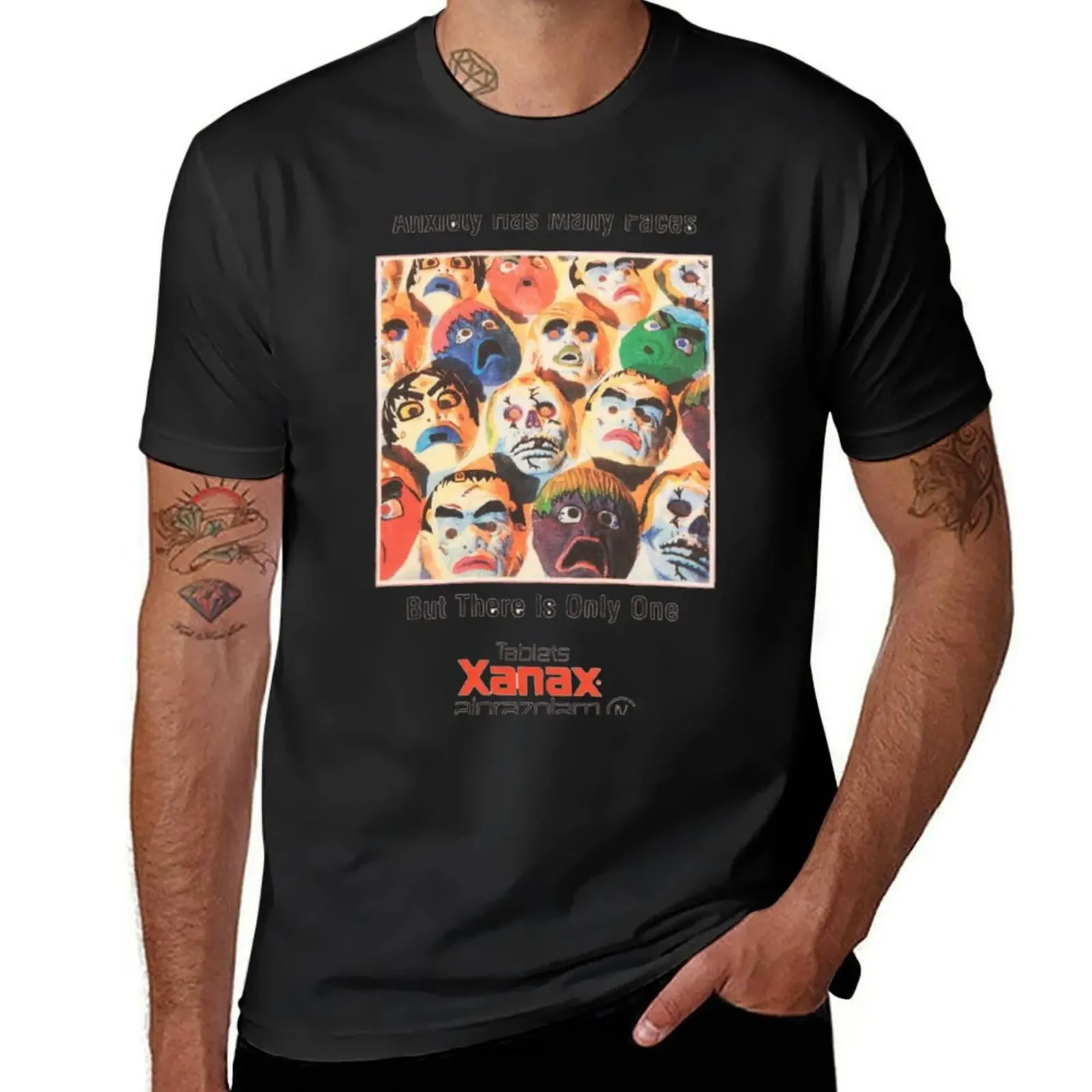 

Xanax has many faces T-Shirt blue lock plus size tops oversizeds blanks shirts men