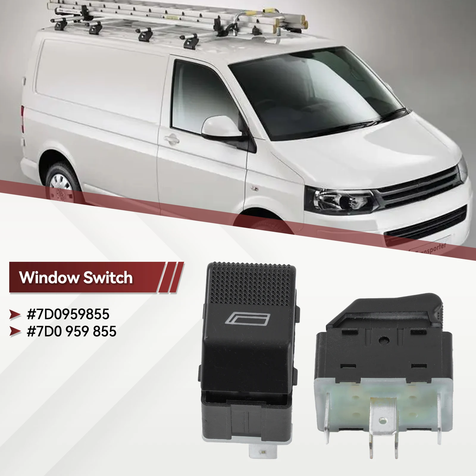 2PCS For Volkswagen VW Transporter T4 Power Window Control Switch 7D0959855 Replacement