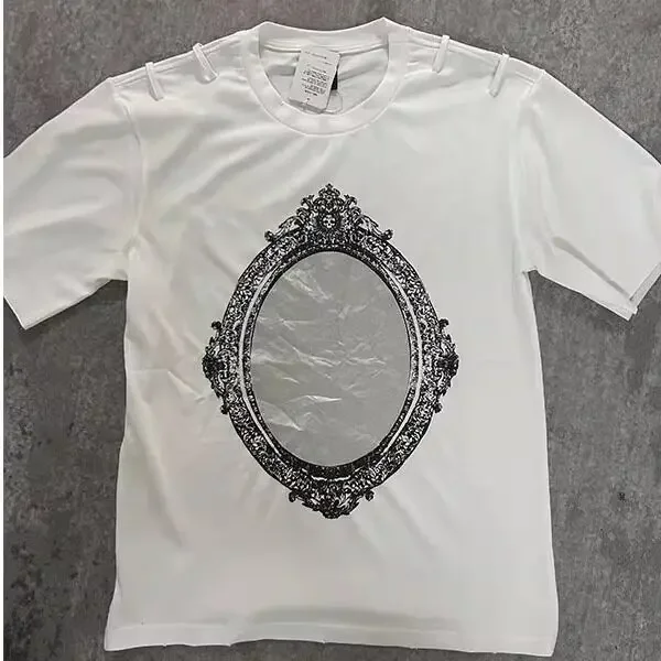 Number (N)ine 06SS Magic Mirror Fabric Patch Print Broken Short Sleeve Loose T-Shirt