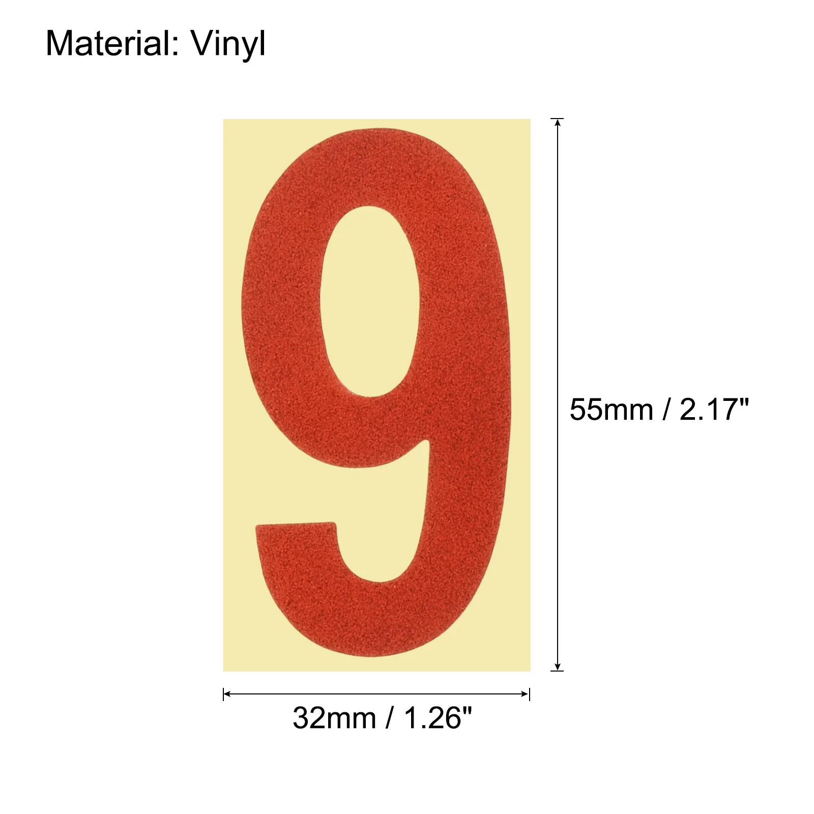 2.17 Inch Reflective Mailbox Numbers Sticker, 3/5 Set 0 - 9 Vinyl Waterproof Self-Adhesive Address Number Red