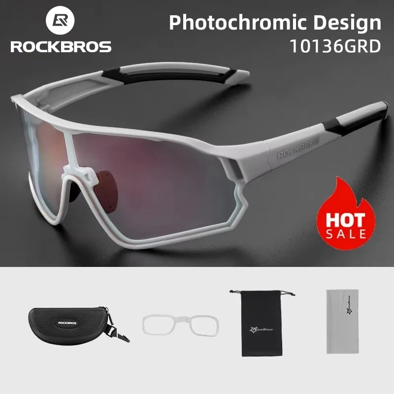 Okulary rowerowe ROCKBROS fotochromowe UV400, okulary przeciwsłoneczne, okulary sportowe na rower, okulary rowerowe do sportów outdoorowych, lekkie gogle do MTB i wyścigów.
