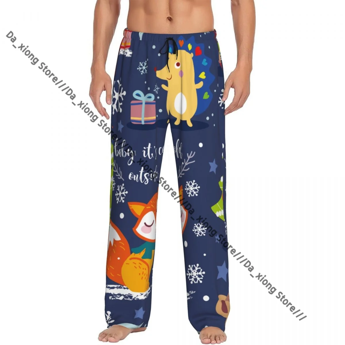 Cute Christmas Animals Mens Pajamas Pyjamas Pants Lounge Pants Sleep Bottoms