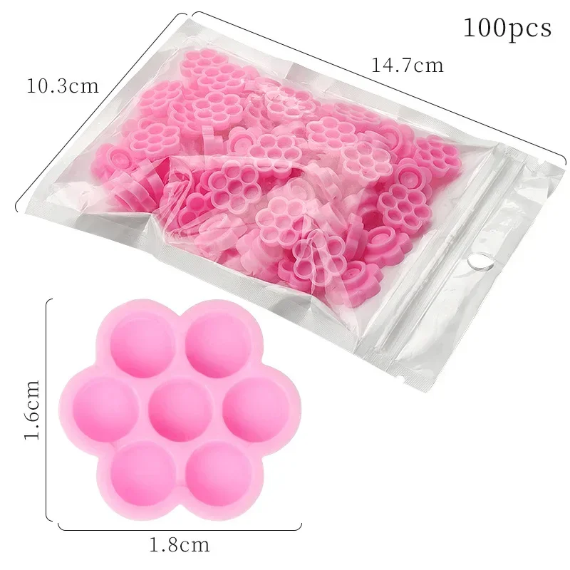 Tazas de pegamento para extensión de pestañas, taza epoxi, taza retardante, herramienta para injerto de pestañas, tazas de pigmento adhesivo para tatuajes, 100 Uds.
