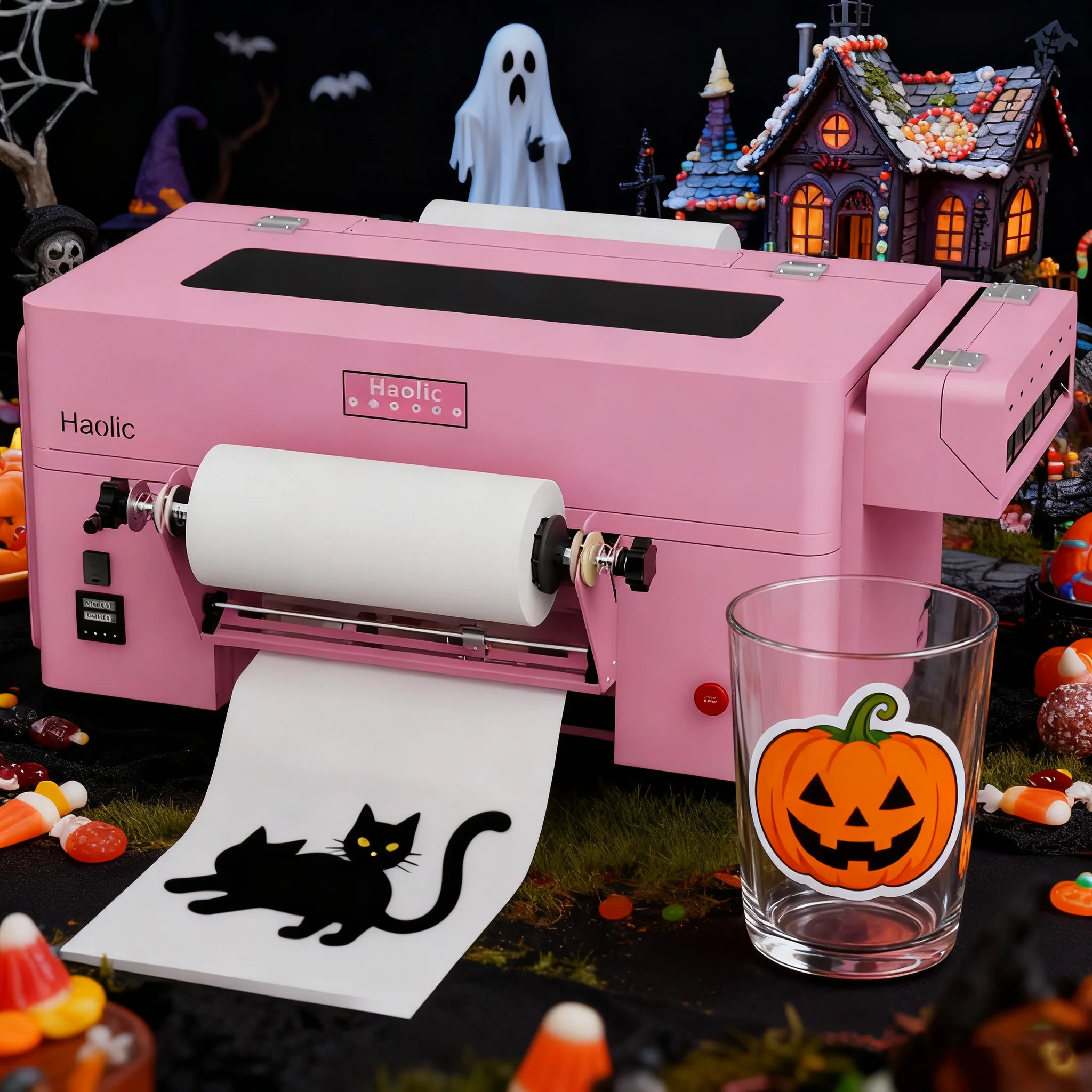 Great 13Inch UX7 Pink UV DTF Printer Built-in Laminator & Cutter All-in-One Bundle Custom 16oz Double Sides Cup Wraps Machine