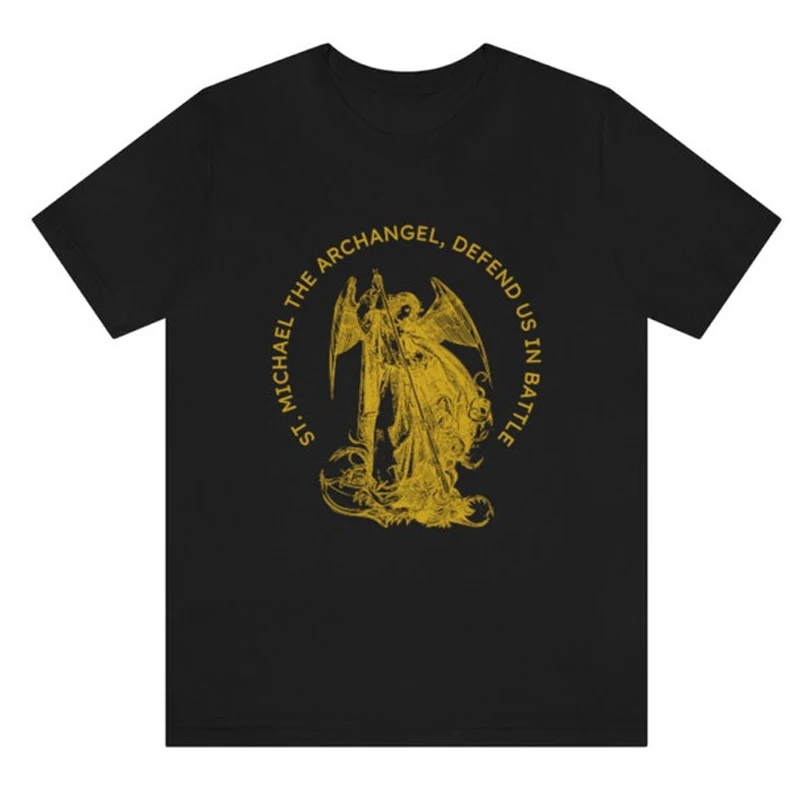 St Michael The Archangel Catholic Prayer T-Shirt Short Sleeve Casual 100% Cotton O-Neck Summer Mens T-shirt Size S-3XL