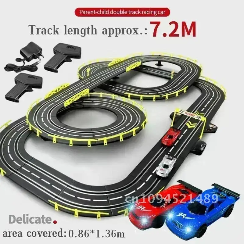 1/43 Electric Rail Car Double Remote Control Car Racing Track Toy Autorama Circuit Voiture Electric Railway Slot Race Car Toy