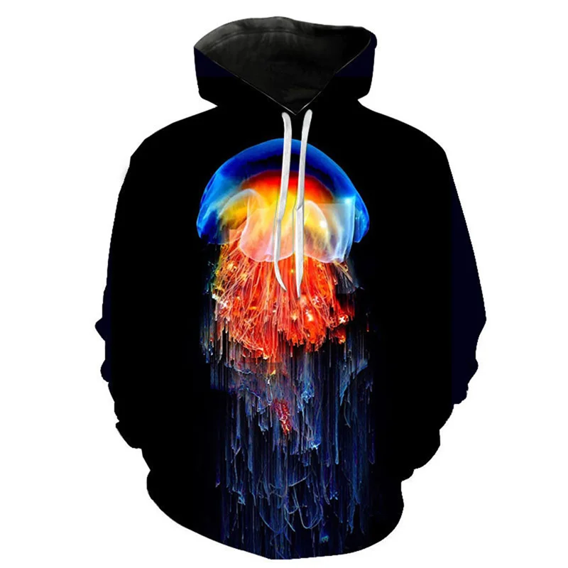 3D Animal Jelly Fish Printed Hoodies For Men Medusozoa Graphic Hooded Sweatshirts Children Fashion Cool Pullovers Vintage Hoodie