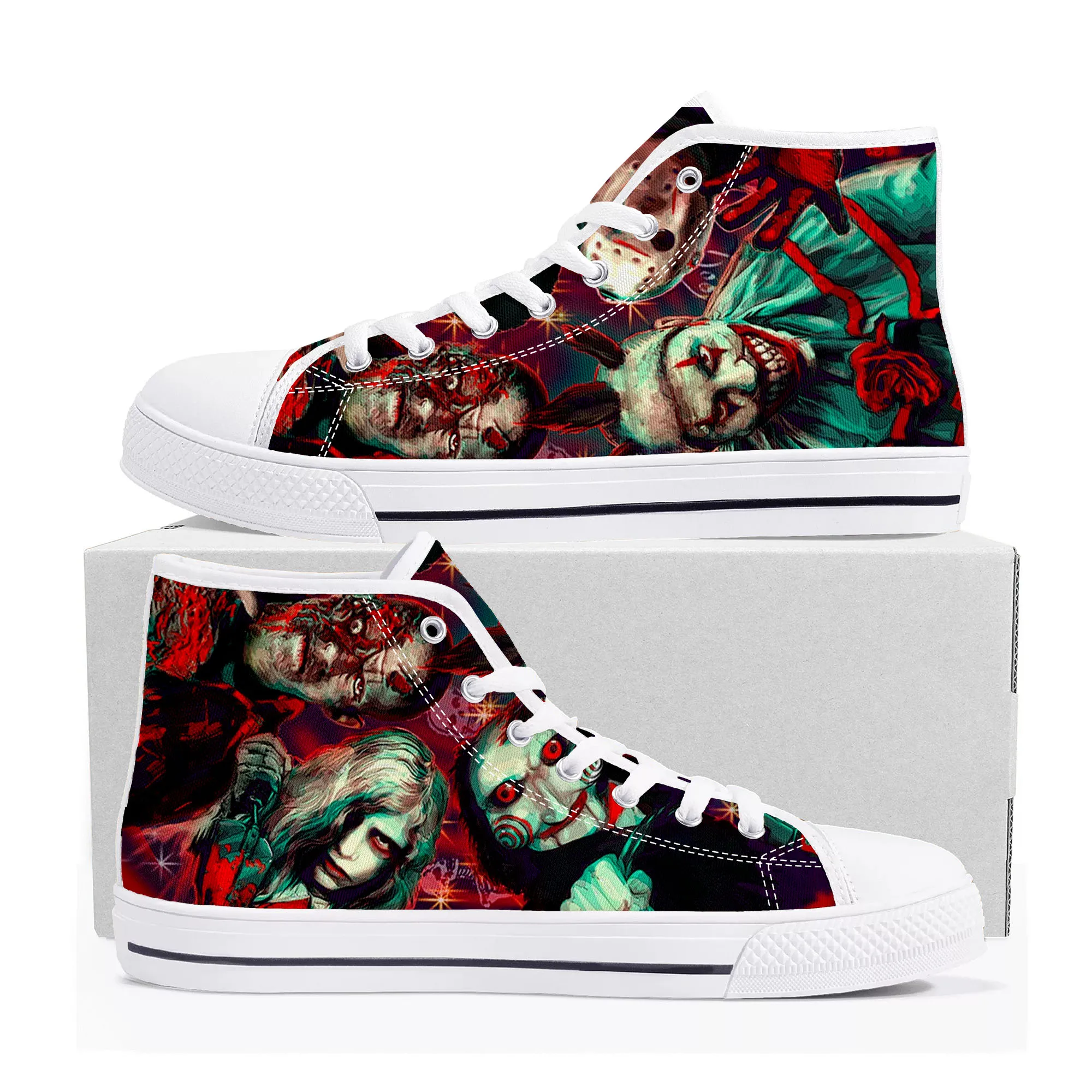 

Hot Horror Movie Character Collection High Top High Quality Sneakers Mens Womens Teenager Canvas Sneaker Couple Custom Shoes