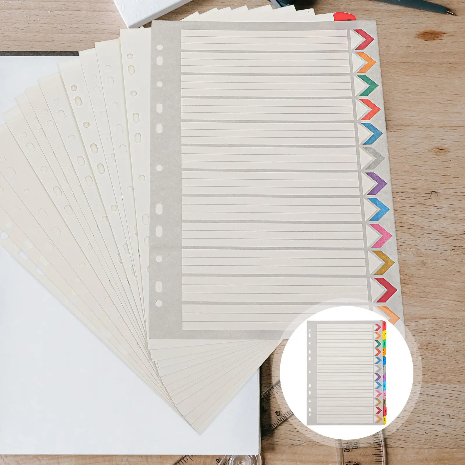 

12 Sheets Colorful Detachable Classification File Dividers for Lever Arch Binder Tabs Indexing Flagging Notebooks Documents