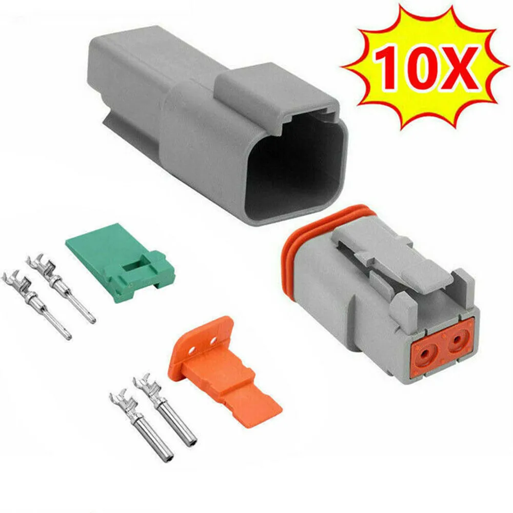 10 Set Wire Connector Waterproof Deutsch Connector DT 2Way Pin Male/Female Kit Electrical Plug Electrical Terminals for Cable