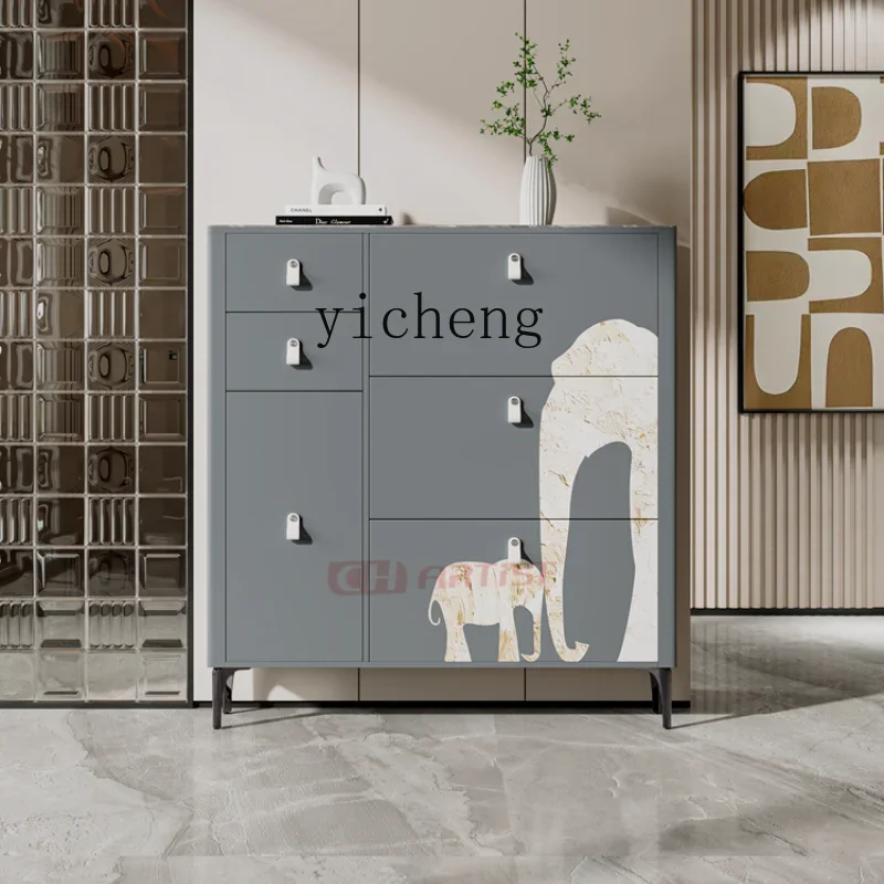 

ZC Minimalist Ultra-Thin Tilting Shoe Cabinet 17cm Home Modern Living Room Entrance Hallway Narrow Cabinet Integrated Wall