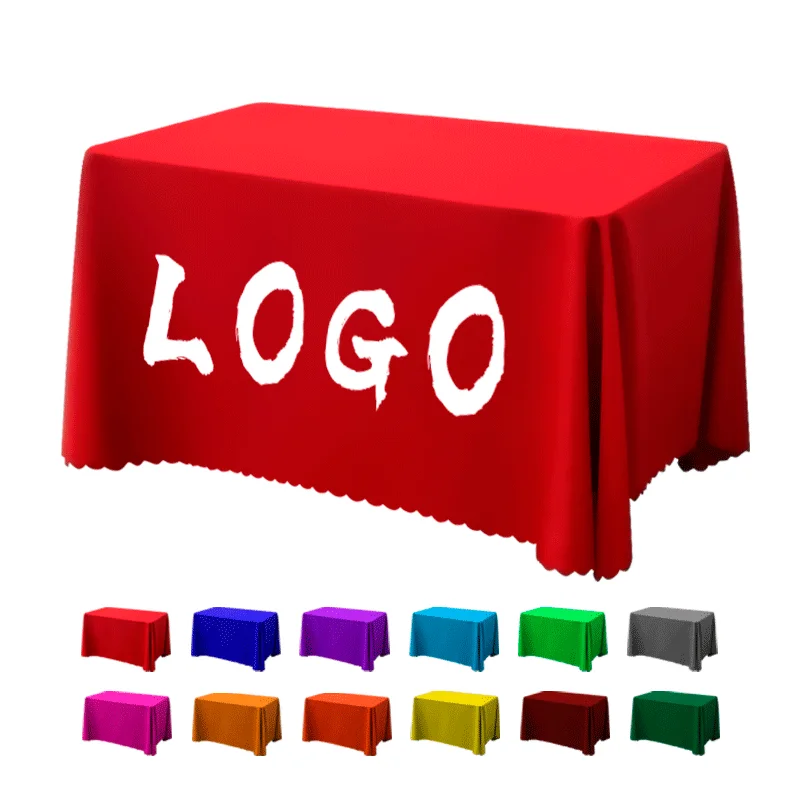 Personalized custom polyester tablecloth, capable of printing logos/images/text, 4ft, 6ft, 8ft