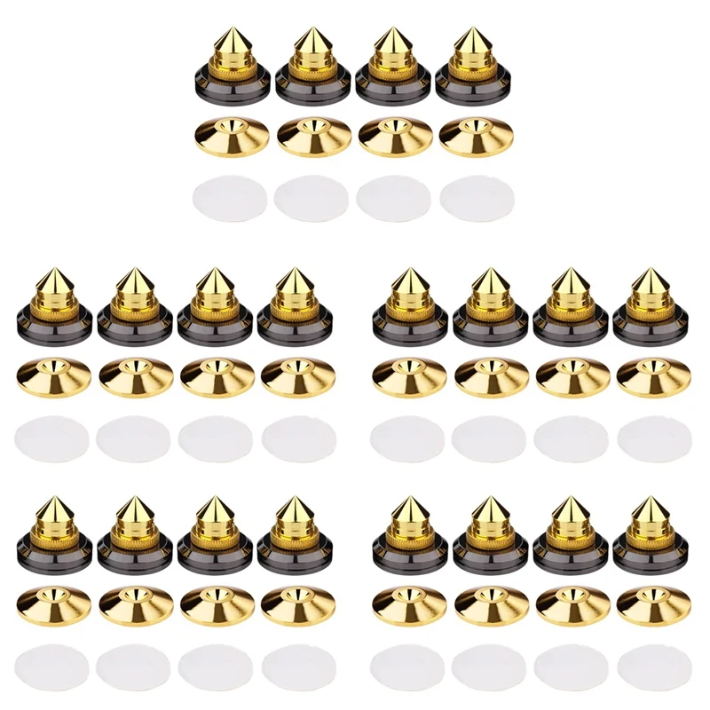 B63B-20 Set Gold Speaker Spike With Floor Discs Stand Foot Isolation Spikes Professional Speaker Accessories