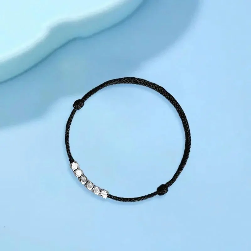 

Authentic S999 sterling silver diamond bead hand woven rope for men and women, ethnic style bracelet, gift wholesale