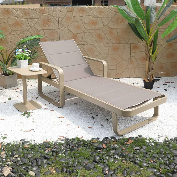 Outdoor Aluminum Metal Fabric Beach Poolside Sun Lounger Daybed Sun Lounger