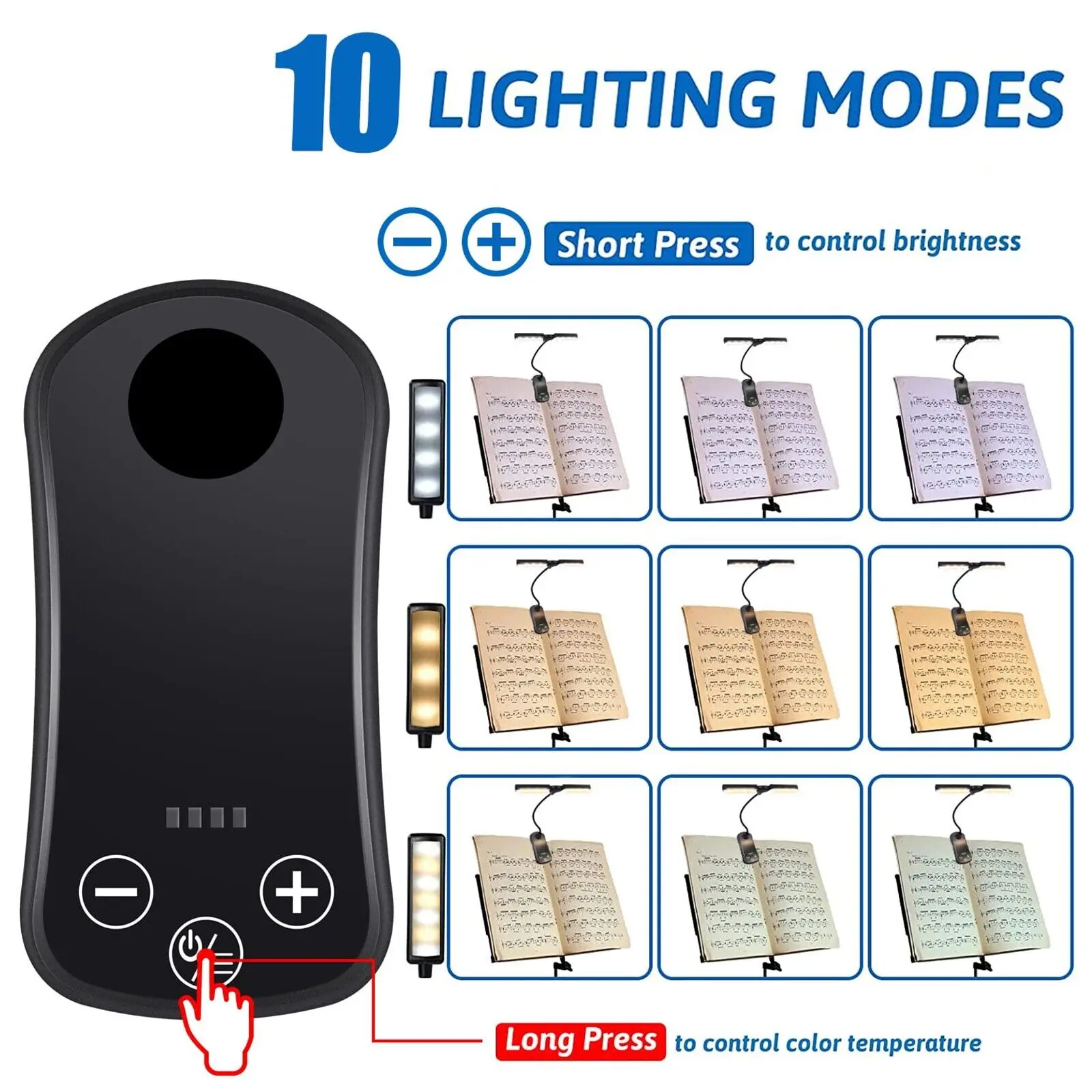 Double Headed LED Touch Reading Light 3Colors Book Lamp USB Rechargeable Clip On Reading Light Indoor Bedroom Lighting