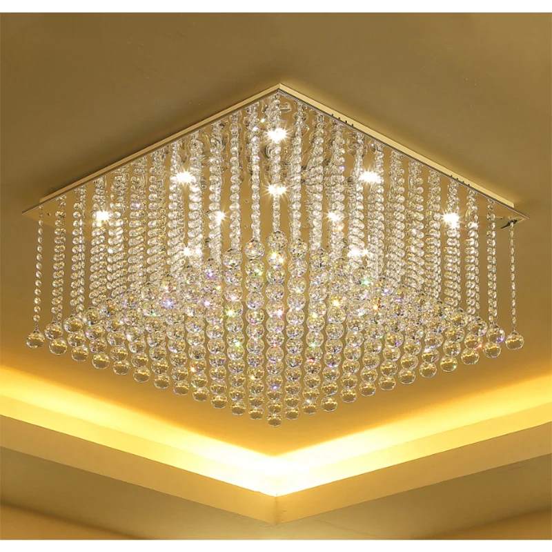 

Modern Crystal Chandelier Square Luxury Lamp Indoor Hanging Lighting Equipment for living room dining room lobby Ceiling Lustres