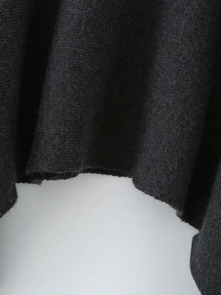 Nlzgmsj Autumn Loose Knitted Pullovers For Women Turndown Collar Long Sleeve Sweater New Casual Knitwear Daily Style cloak