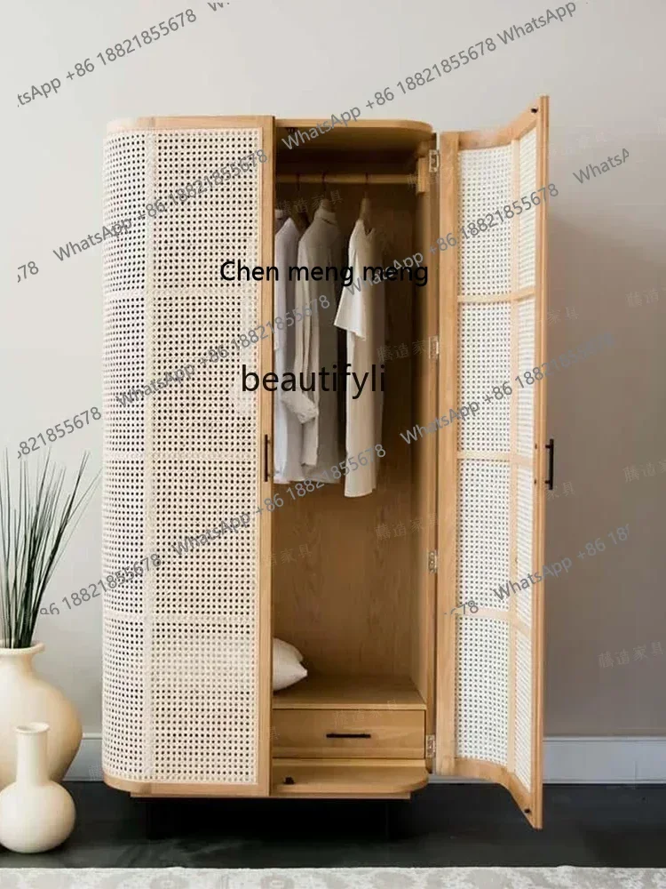 X خزانة ملابس من الخشب الصلب بباب مزدوج وتخزين بسيط وباب مزدوج قابل للتنفس