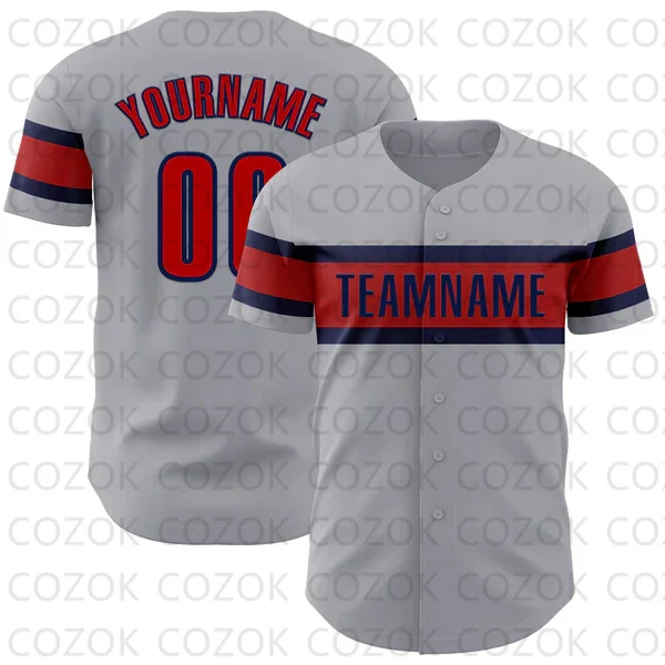 

Custom Gray Transverse Line Baseball Jersey Men Women Short Sleeve Shirt 3D Printed Shirt Team Shirts Hip Hop Unisex Tops